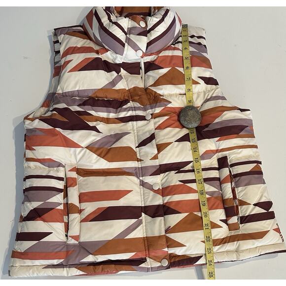 Prana Women’s Med Puffer Vest Hellebore Rose Hip Geo Duck Down Winter Fall Chic - Picture 8 of 9
